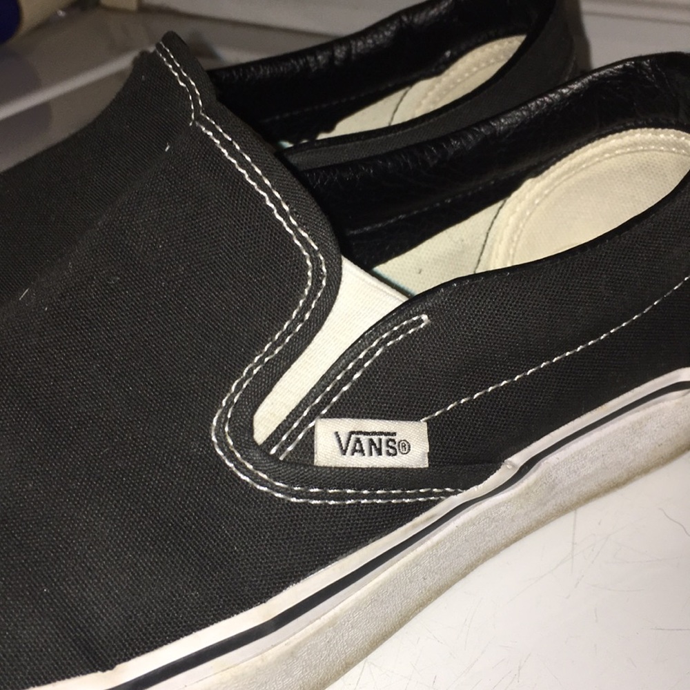 Vans Black Slip Ons w/ White Detail